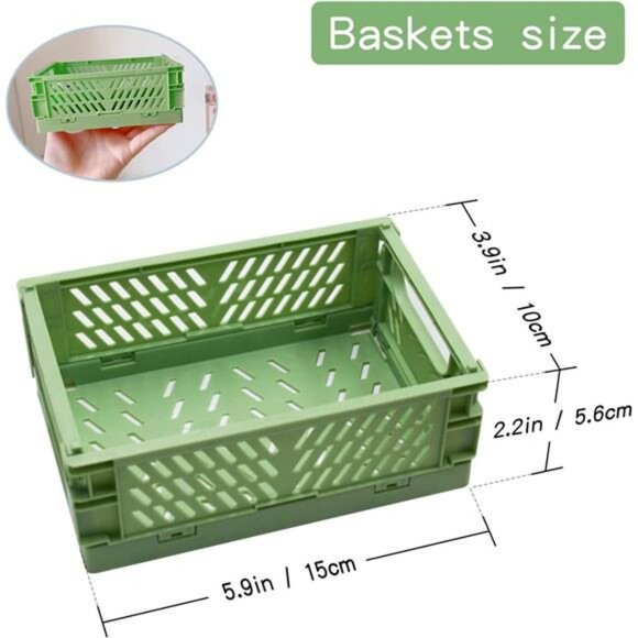 Mini Foldable Plastic Storage Baskets Set of 4 Small Drawer Organizer Crates - Picture 3 of 7